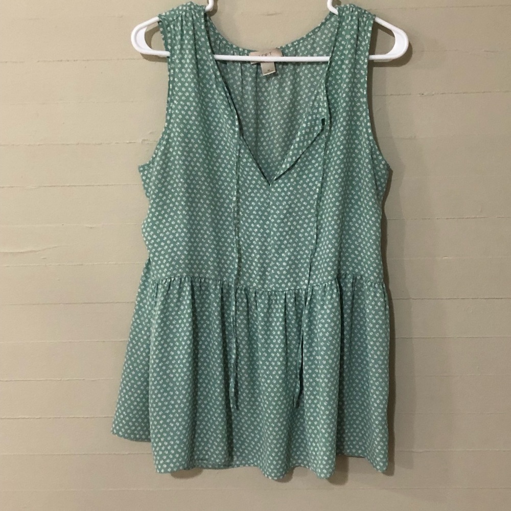 Loft Floral Peplum Sleeveless Blouse SZ M